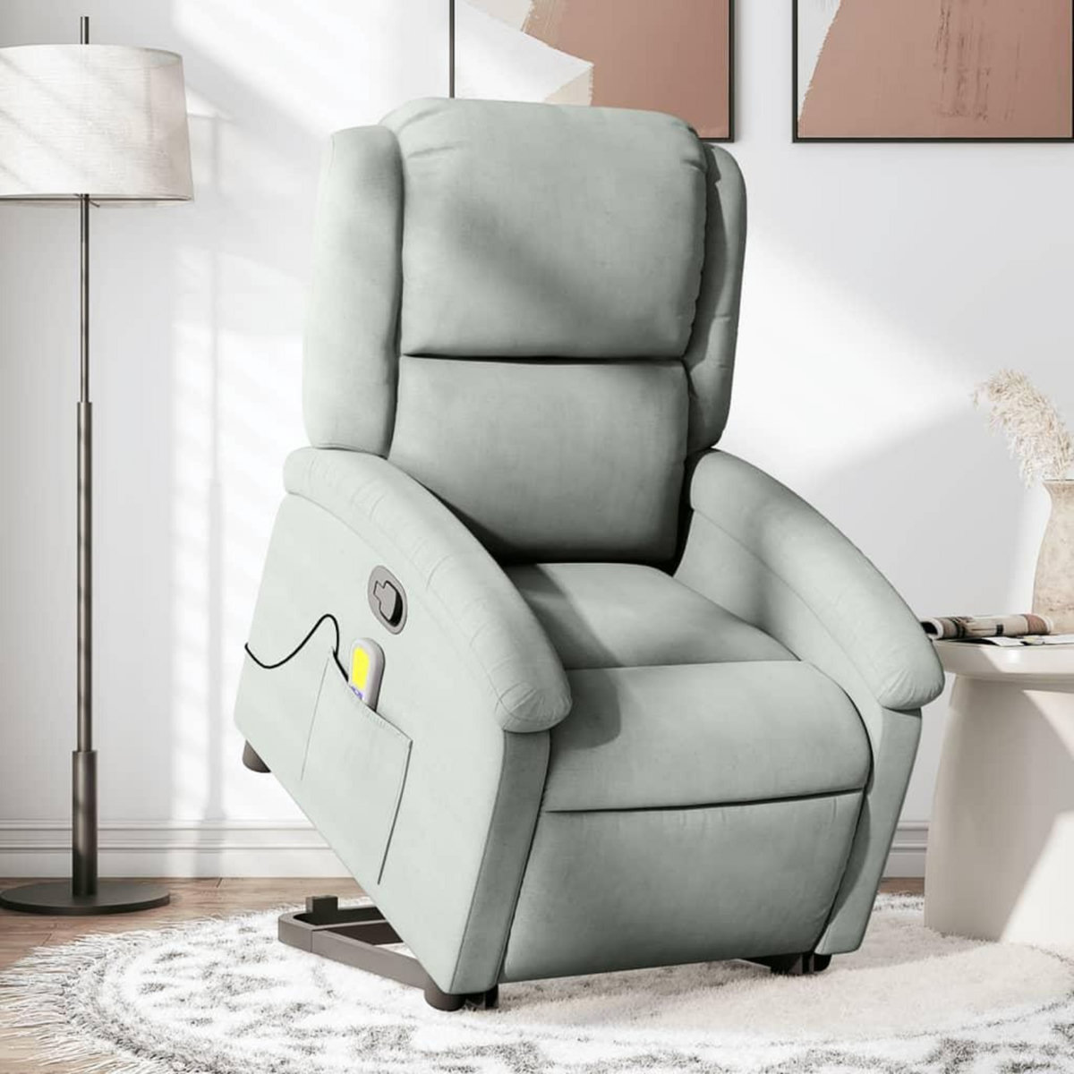 VIDAXL Fauteuil de massage inclinable Gris clair Velours