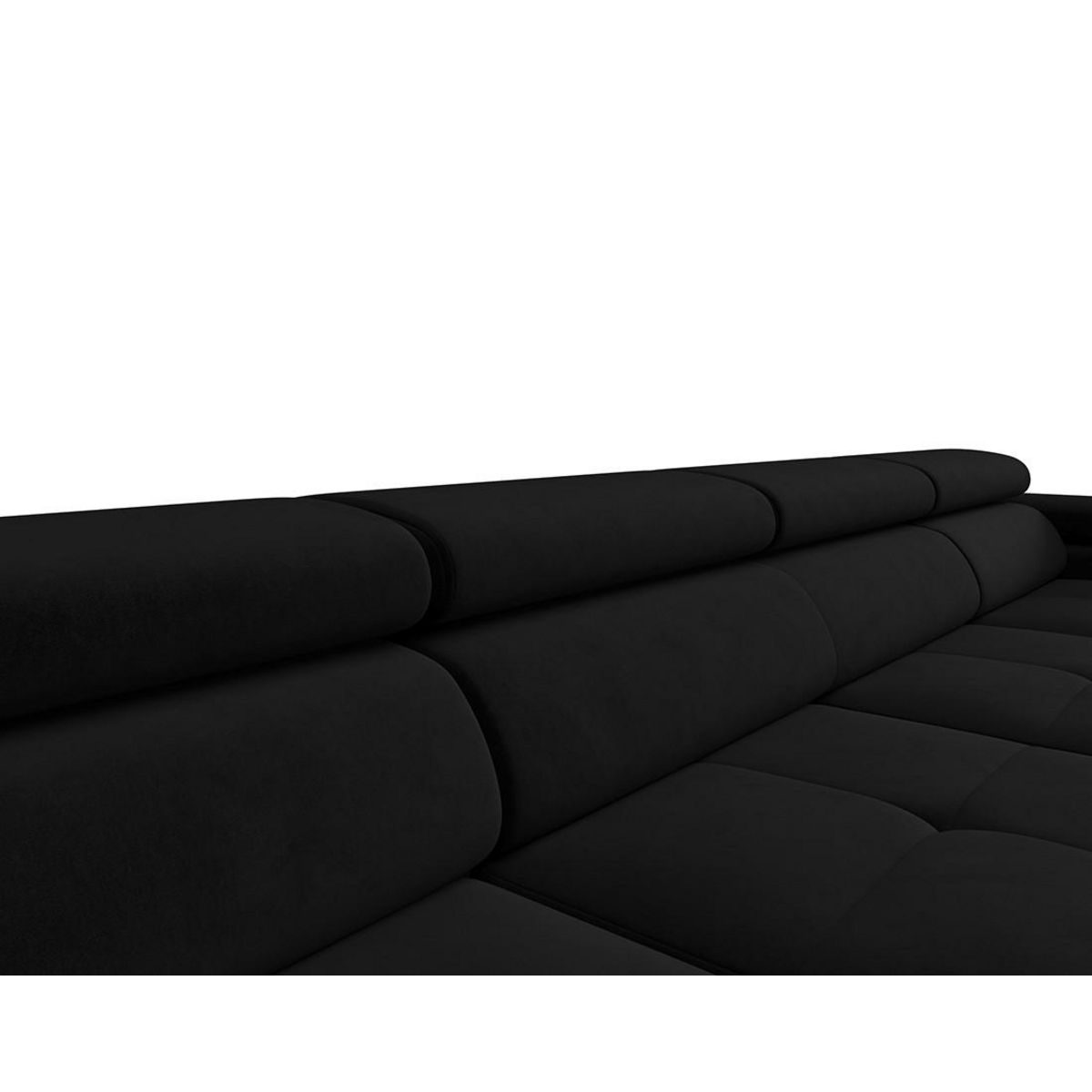 BEST MOBILIER Ayden - canapé panoramique en u 7 places convertible avec coffre et têtières réglables en tissu