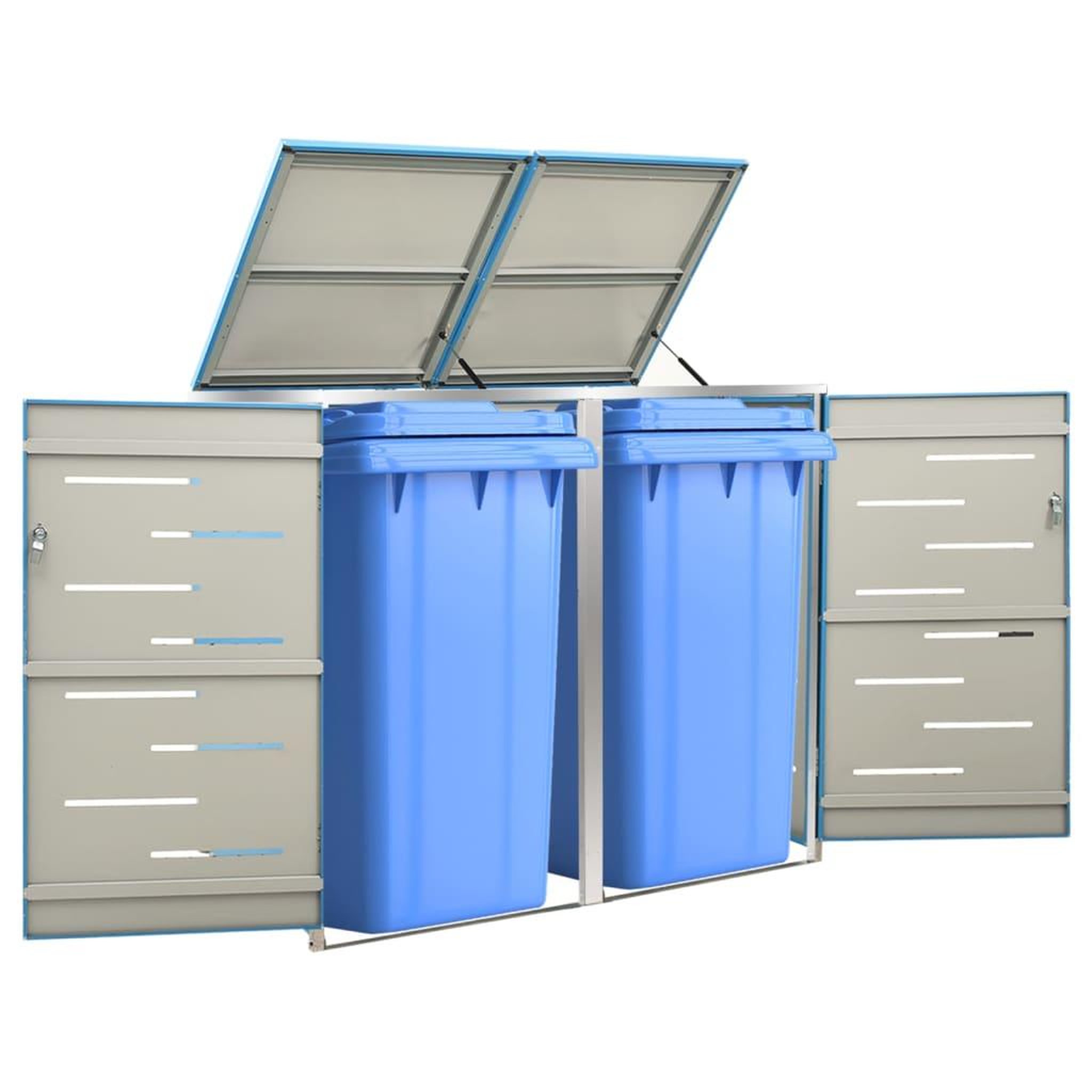 Voir la diapositive 1 : VIDAXL Abri pour deux poubelles 138x77,5x115,5 cm Inox