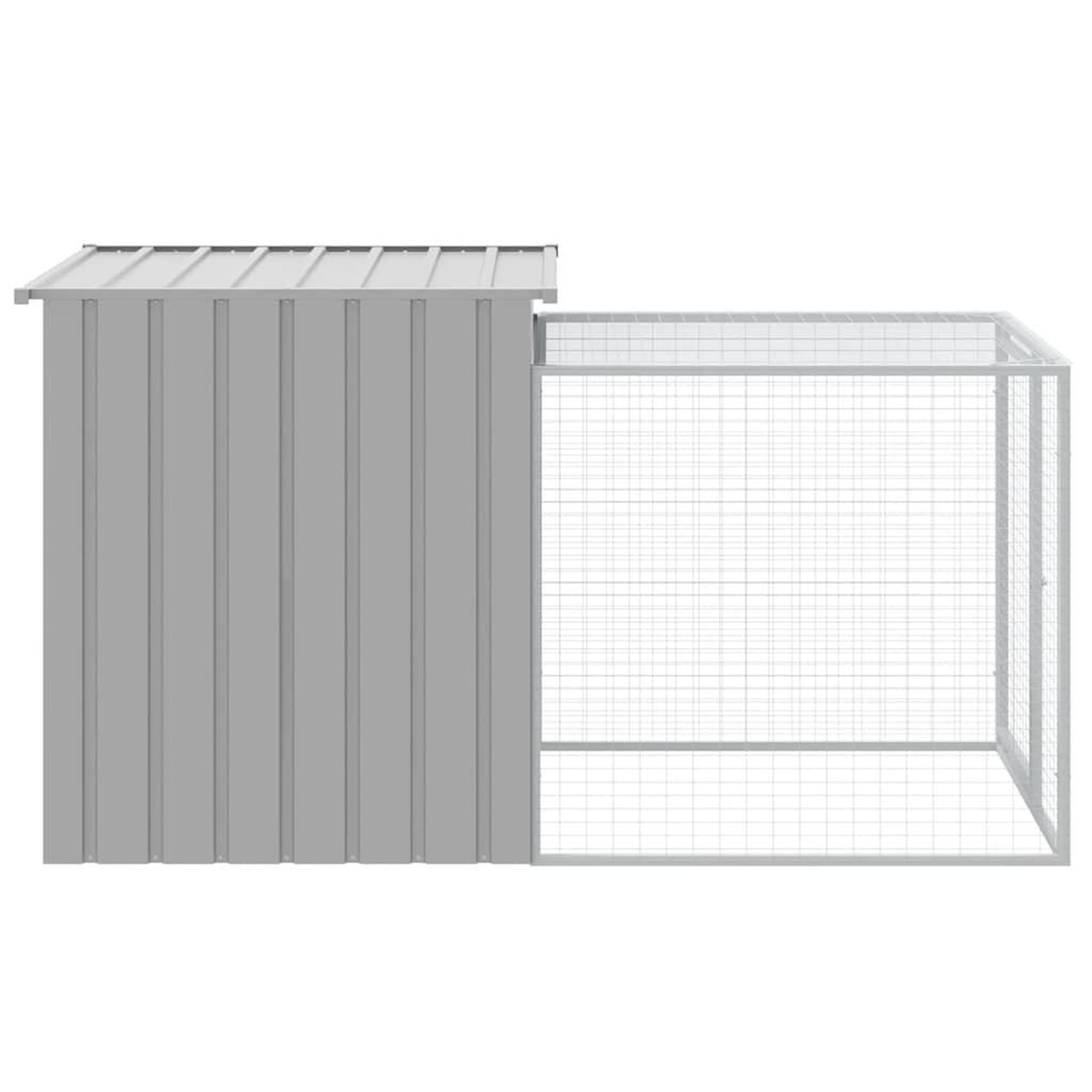 Voir la diapositive 4 : VIDAXL Poulailler avec cour gris clair 110x201x110 cm acier galvanise