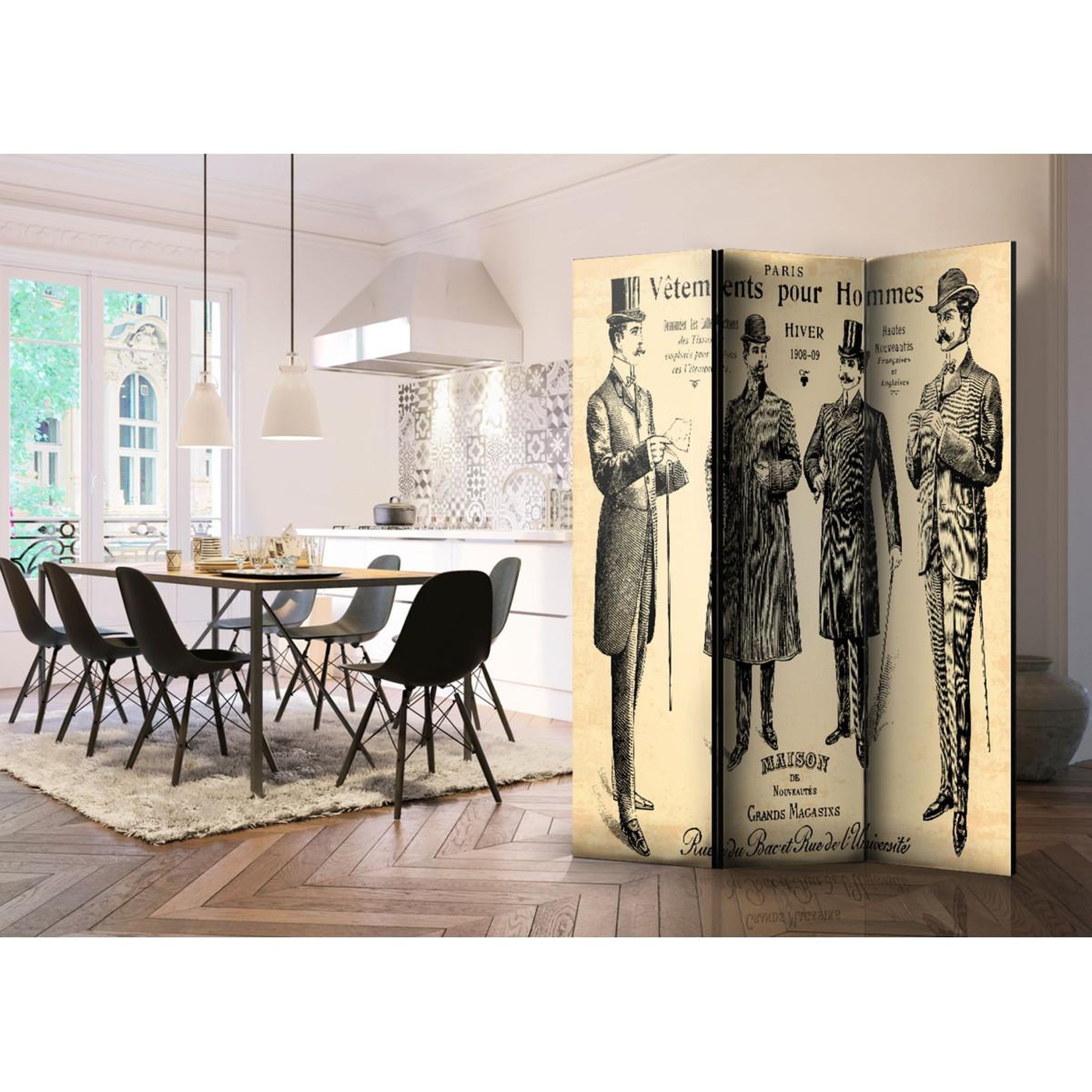 Voir la diapositive 2 : Paris Prix Paravent 3 volets  vêtements pour homme  135x172cm