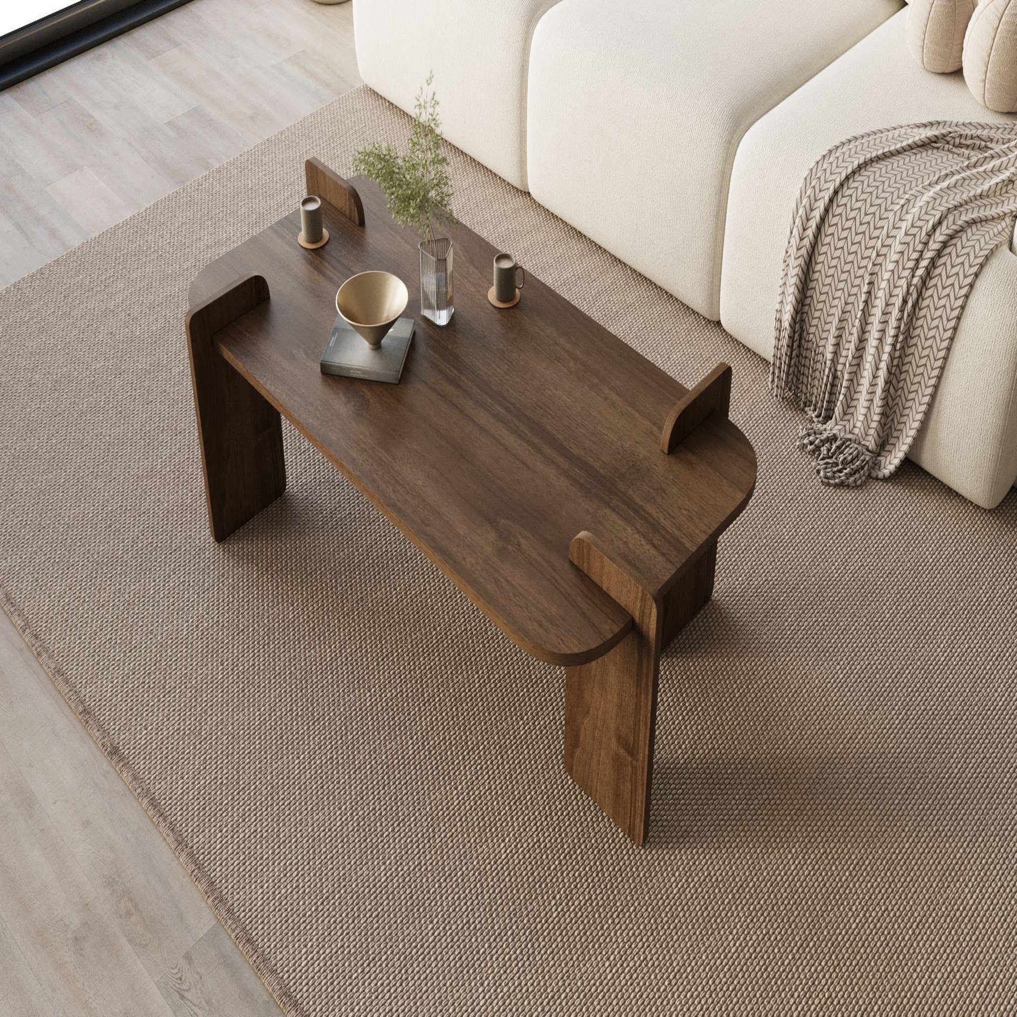 Voir la diapositive 4 : Habitat et Jardin Table basse en bois  lovge  120 x 60 x 35 cm - noyer