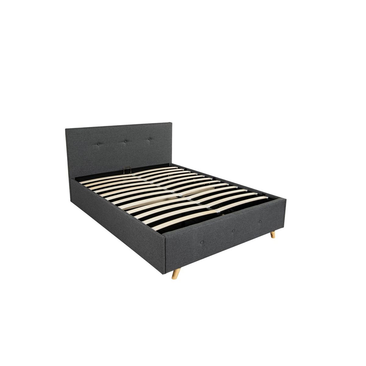 Lit coffre tissu scandinave avec sommier relevable 160x200 cm MILA