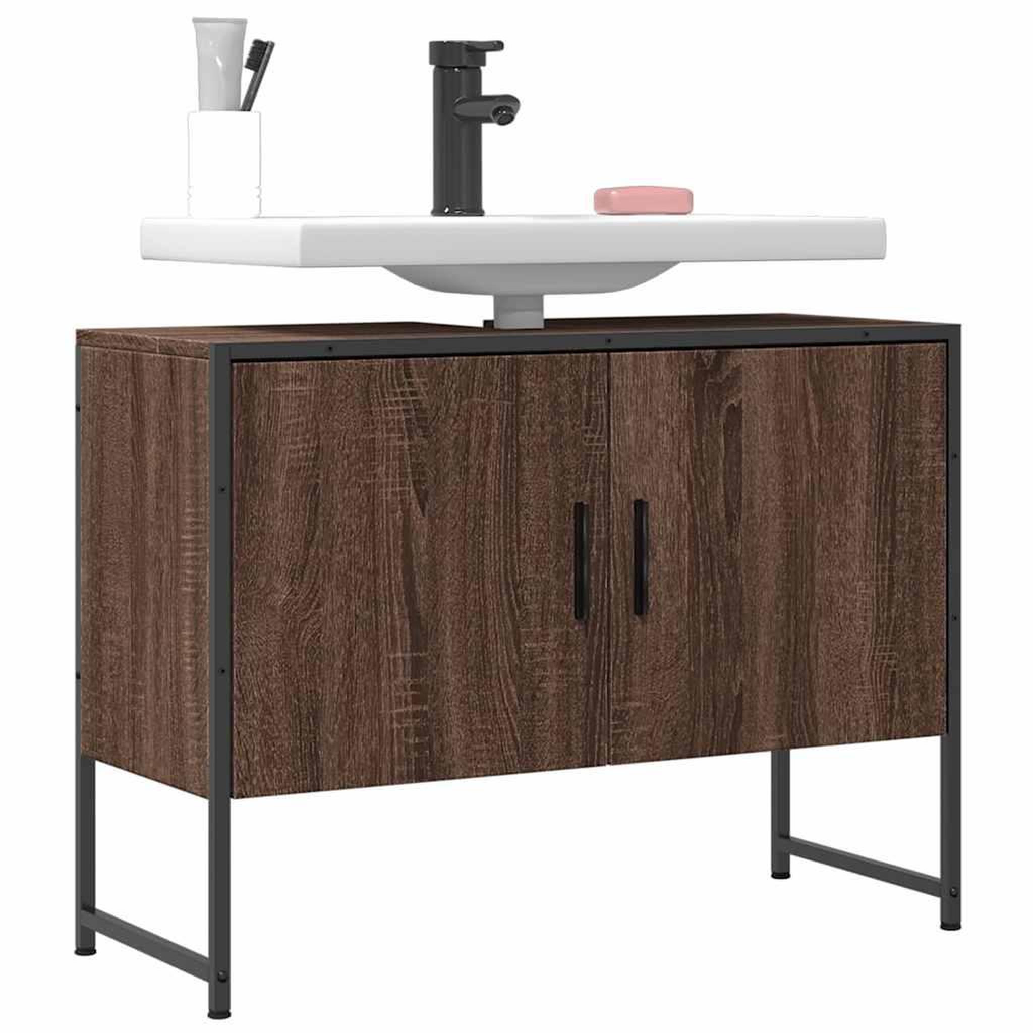 VIDAXL Armoire lavabo de salle de bain chene marron bois d'ingenierie