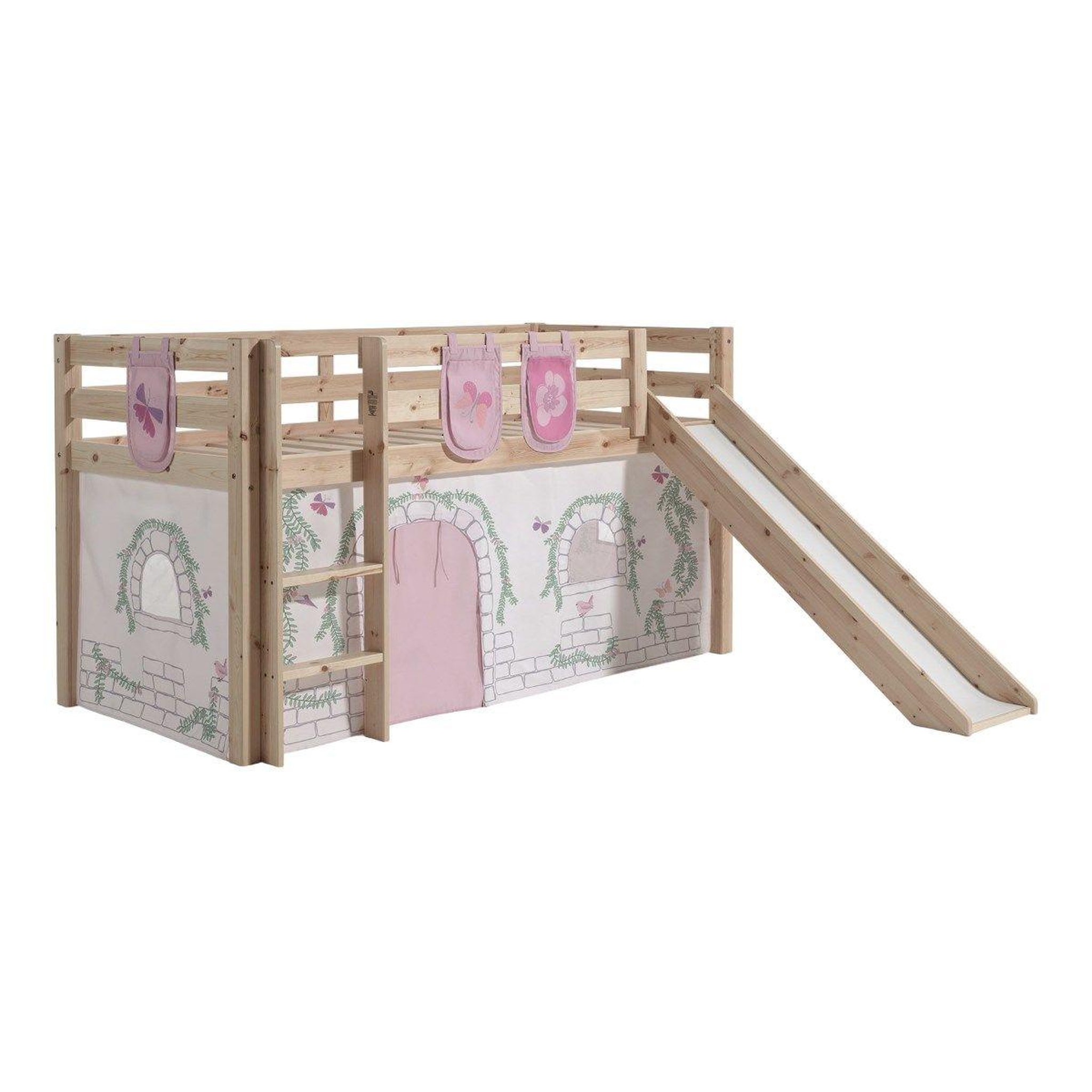 Paris Prix Pack - lit enfant toboggan, tente & 3 pochettes  pino birdy  naturel