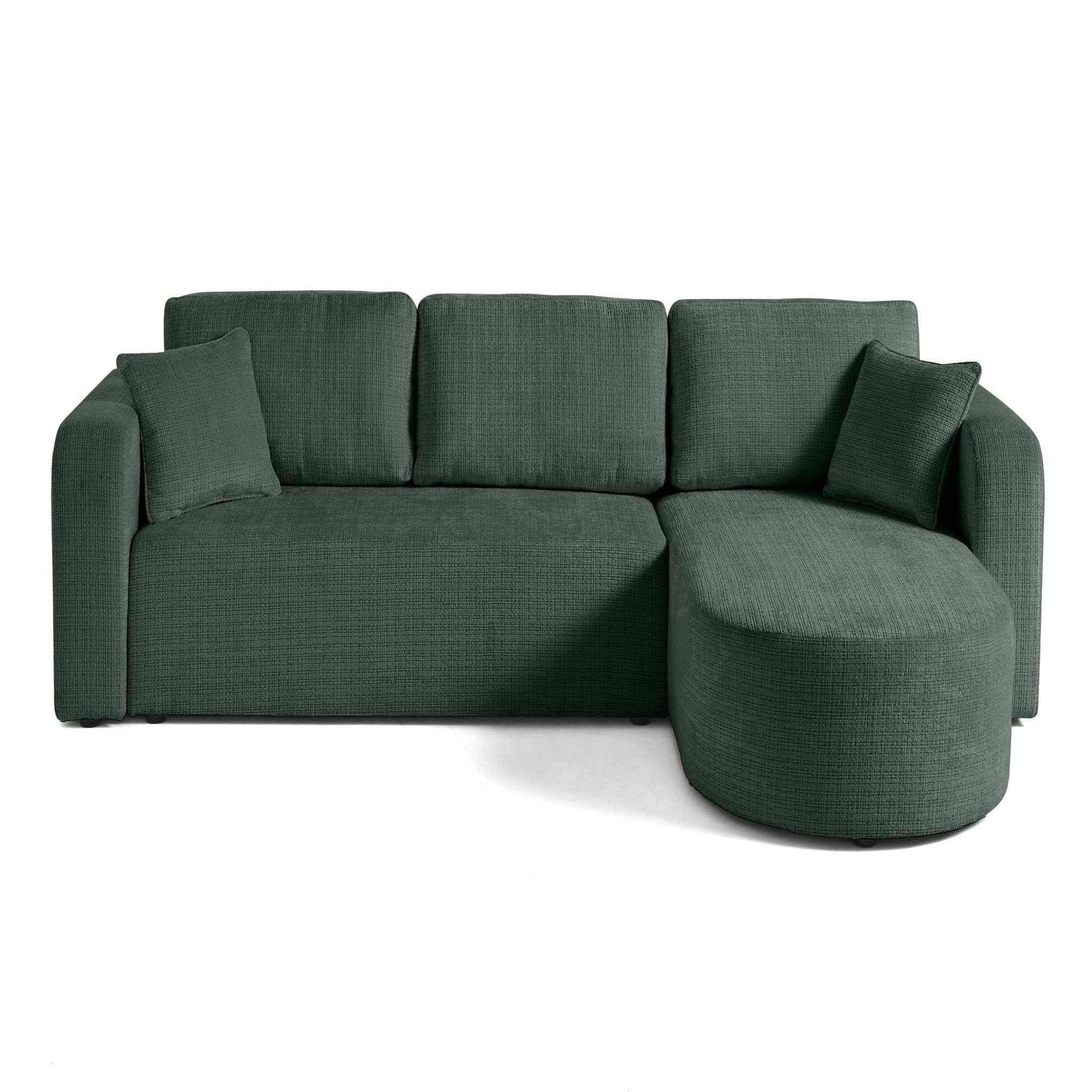 Voir la diapositive 1 : BEST MOBILIER Miro - canapé d'angle réversible - 4 places - convertible avec coffre - en velours texturé