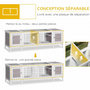 Voir la diapositive 6 : PAWHUT Clapier cage à lapin 2 portes toit ouvrant cloison amovible 2 niches plateaux déjection blanc gris