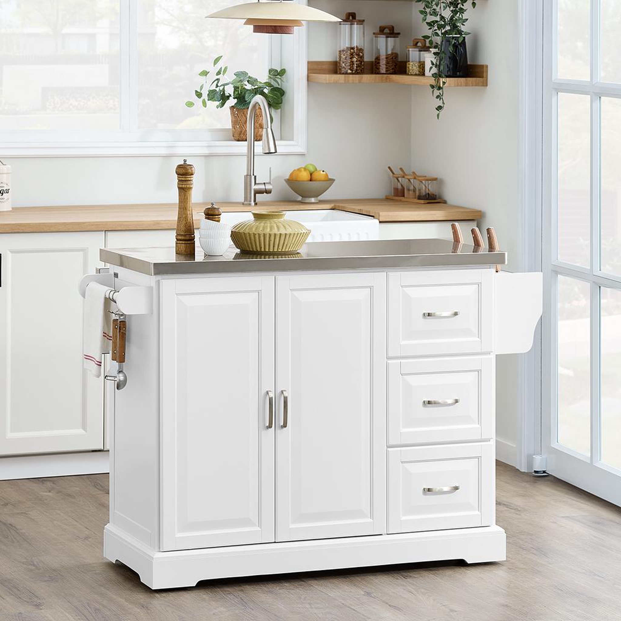 Voir la diapositive 6 : SOBUY SoBuy - Îlot De Cuisine à trois tiroirs - Classique - FKW41-II