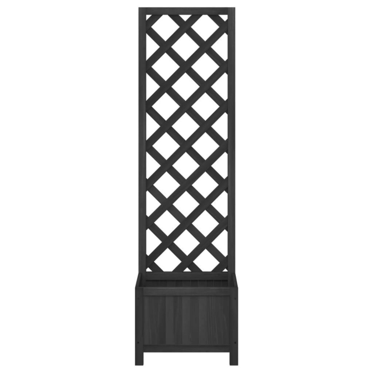 VIDAXL Jardiniere avec treillis noir bois massif de sapin