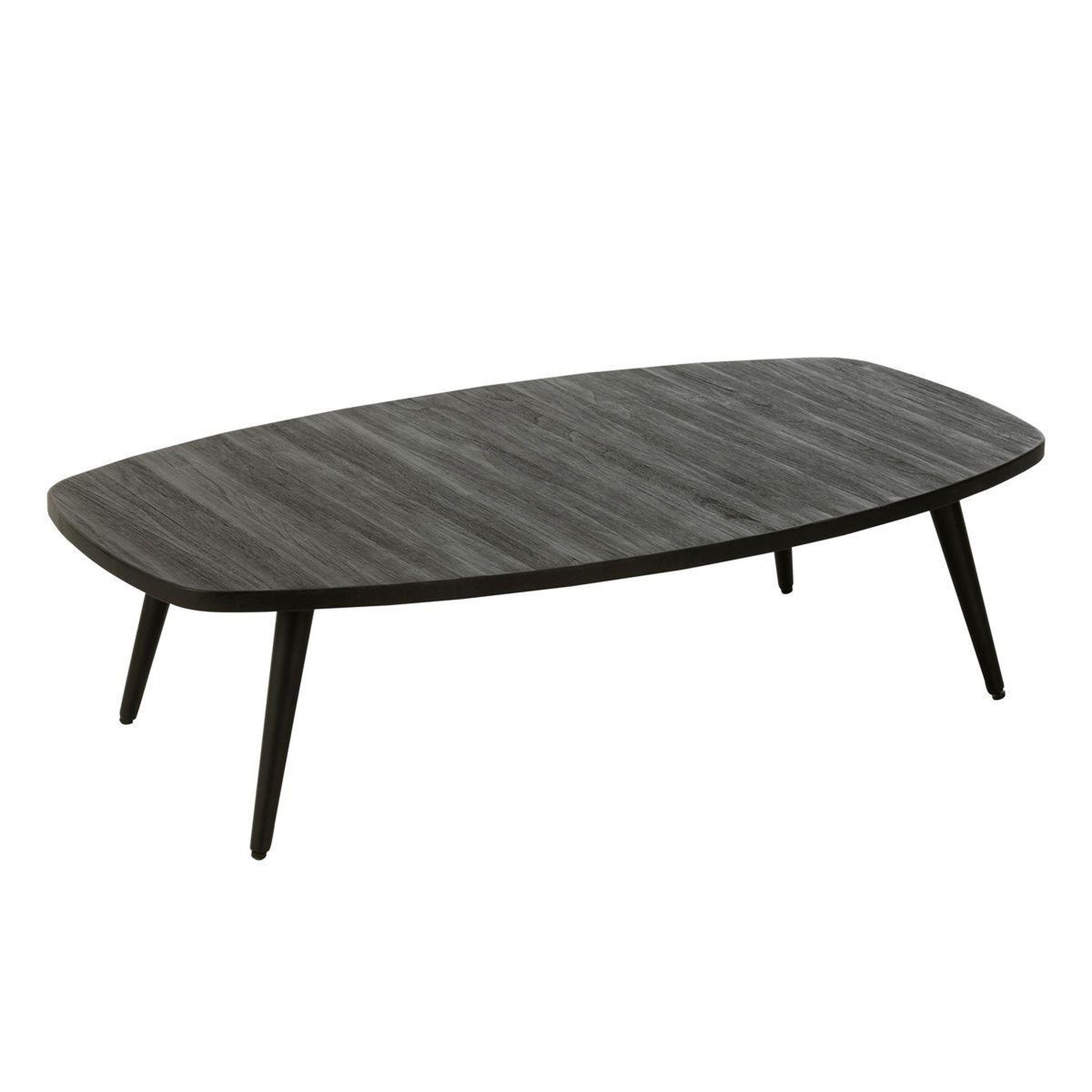 J-LINE Table basse en bois  teck  120cm noir