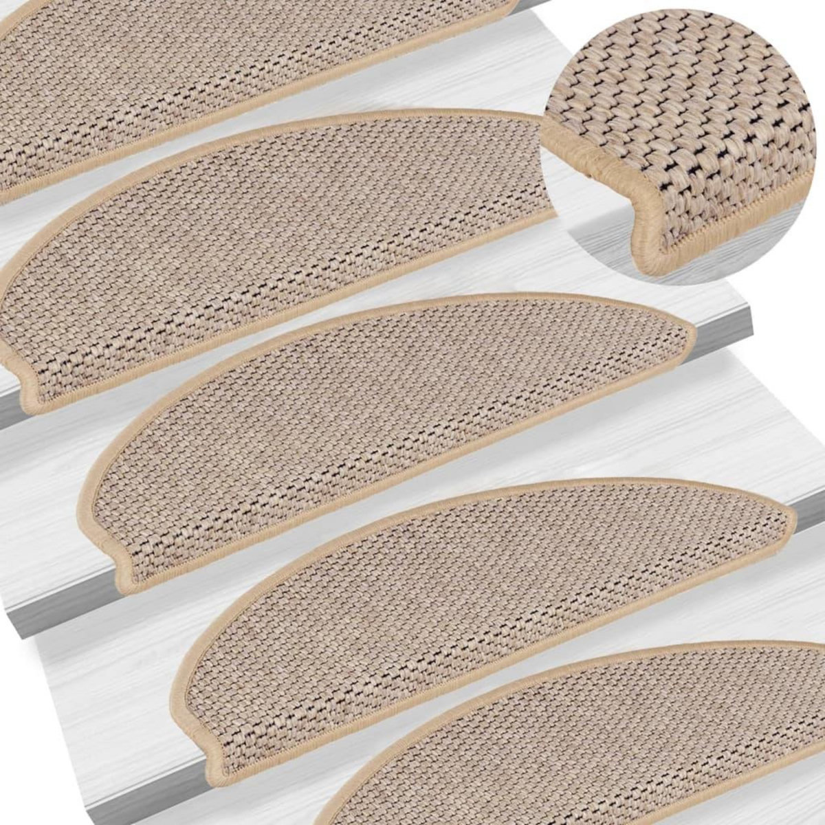 VIDAXL Tapis d'escalier autocollants 15 pcs 65x21x4 cm Beige clair