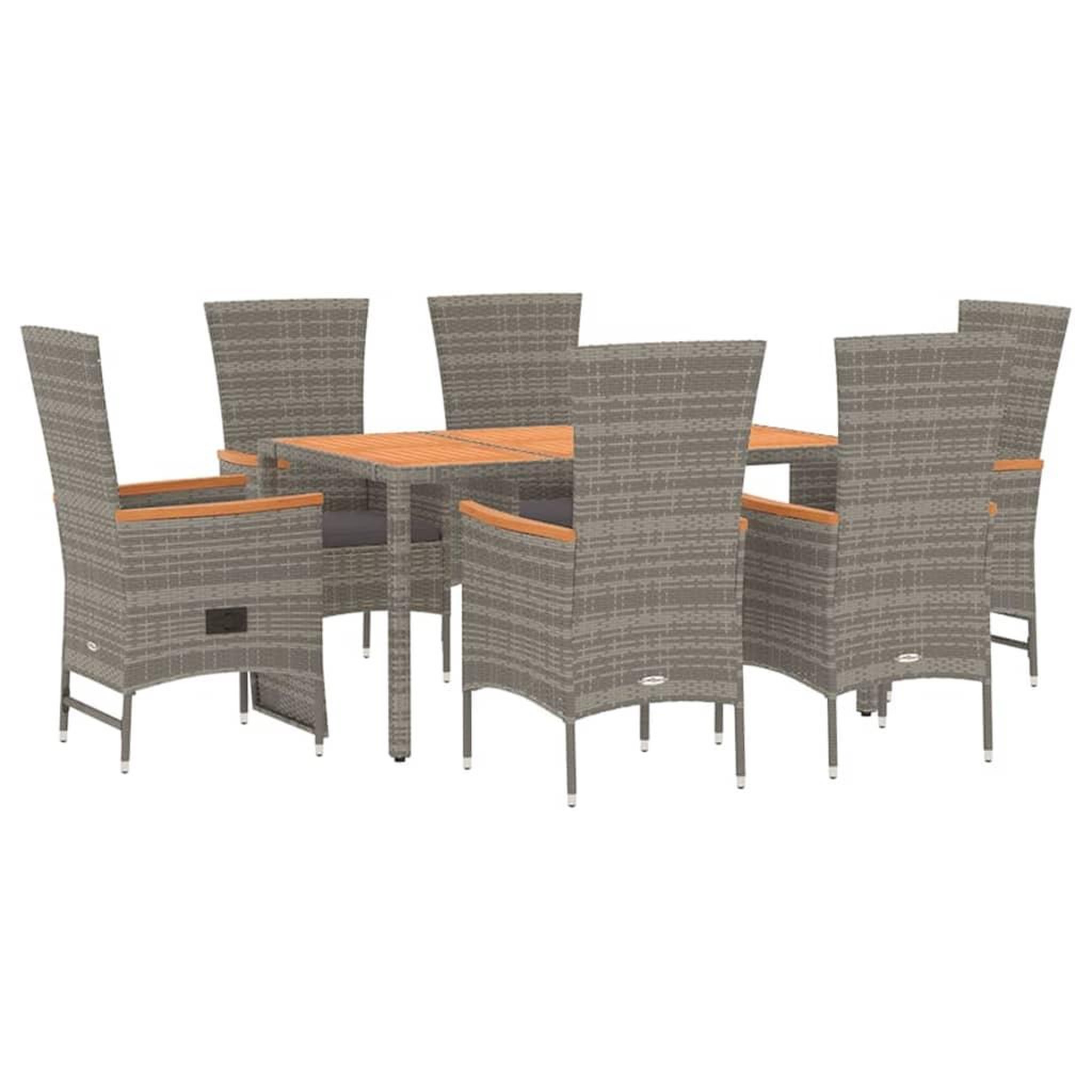 Voir la diapositive 3 : VIDAXL Ensemble a manger de jardin et coussins 7 pcs gris rotin