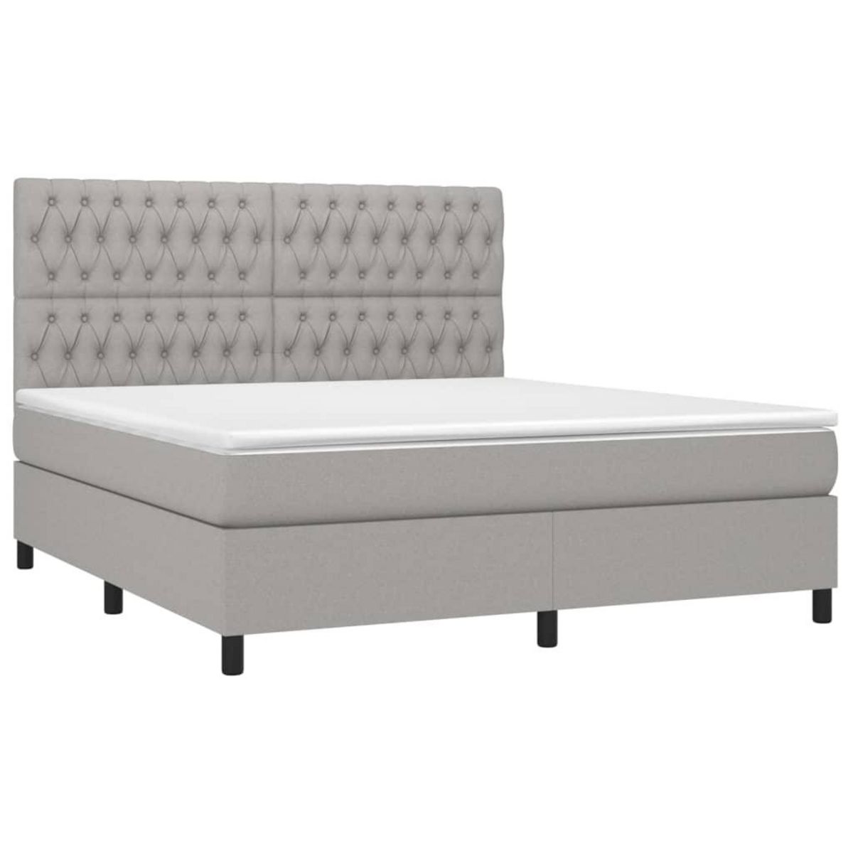 VIDAXL Sommier a lattes de lit et matelas et LED Gris clair 180x200 cm