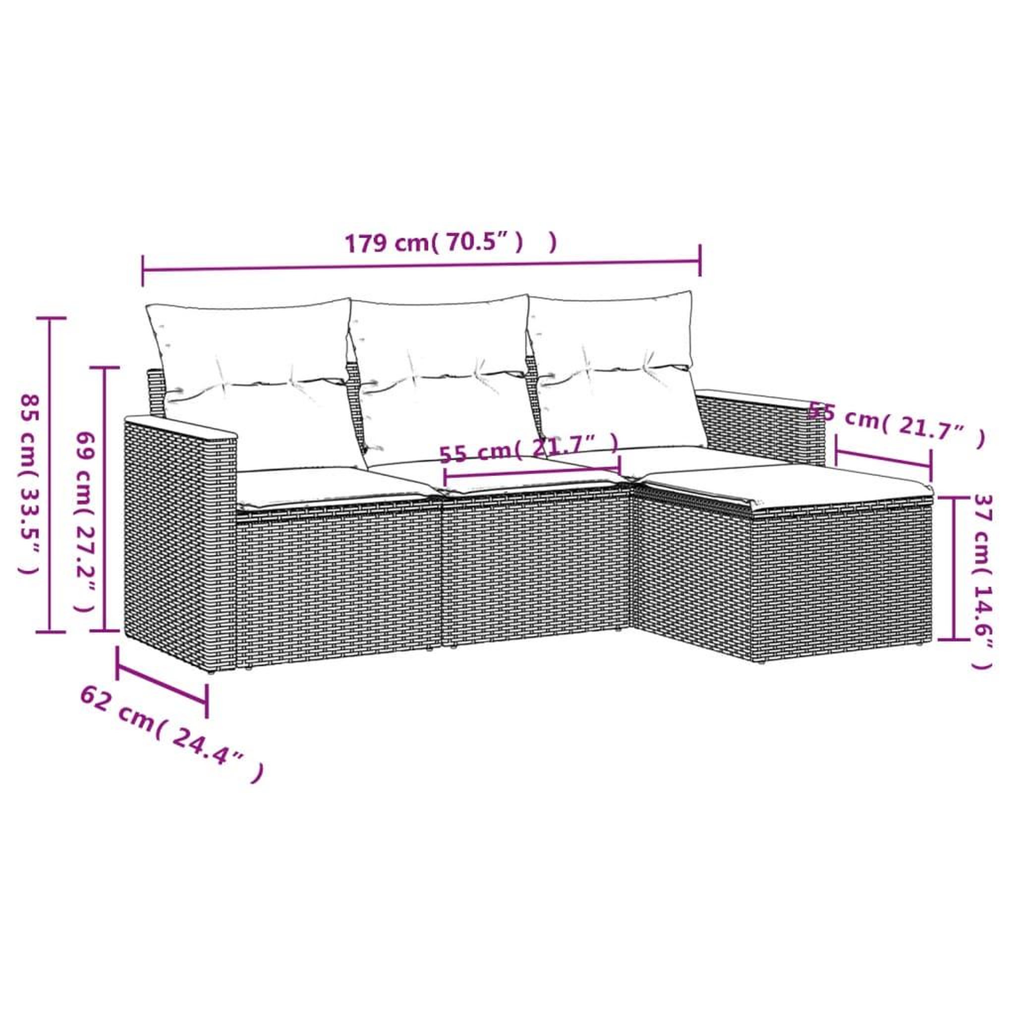 Voir la diapositive 3 : VIDAXL Salon de jardin avec coussins 4 pcs beige resine tressee