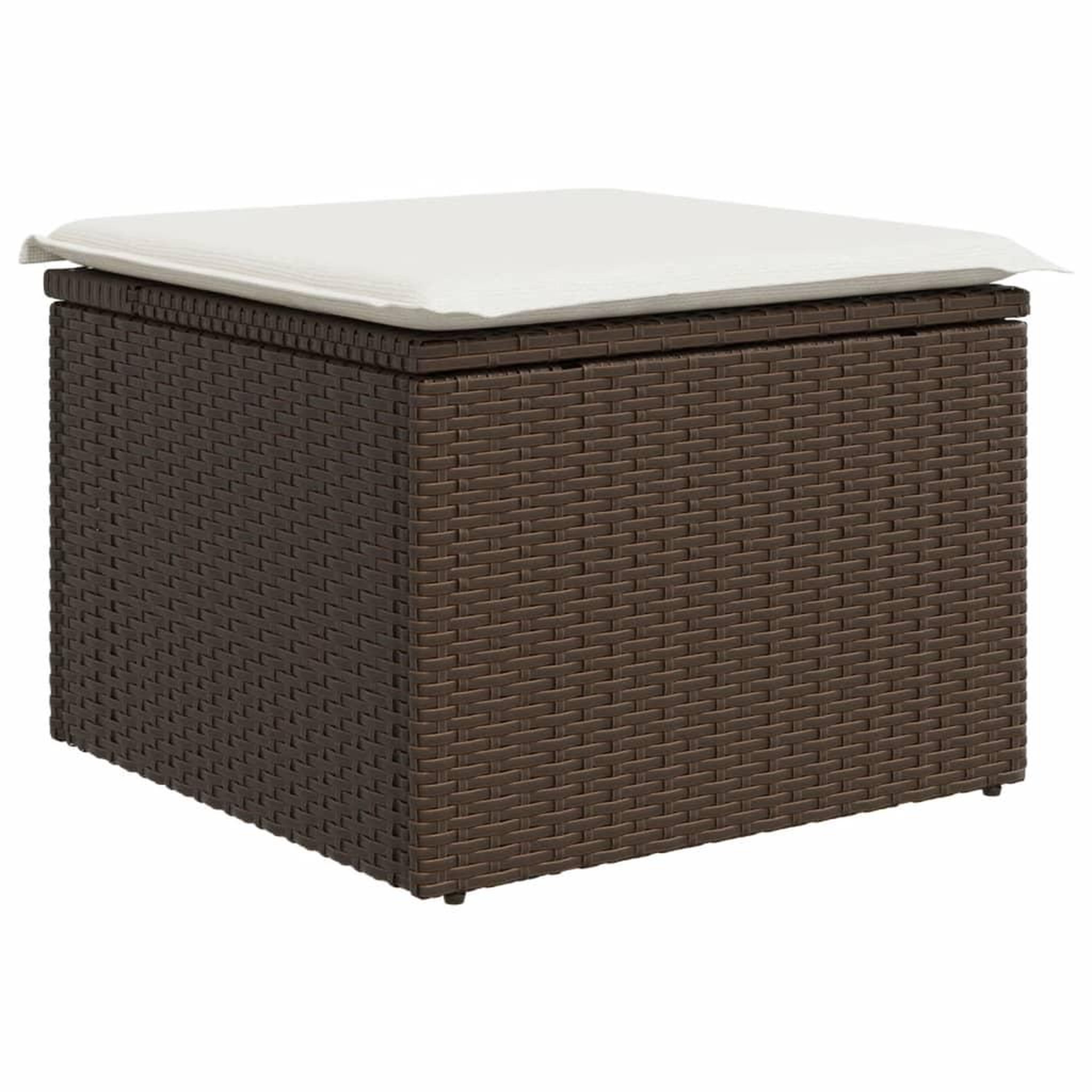 Voir la diapositive 2 : VIDAXL Tabouret de jardin avec coussin brun 55x55x37 cm resine tressee