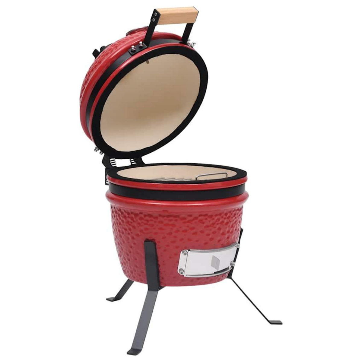 VIDAXL Barbecue a fumoir Kamado 2-en-1 Ceramique 56 cm Rouge