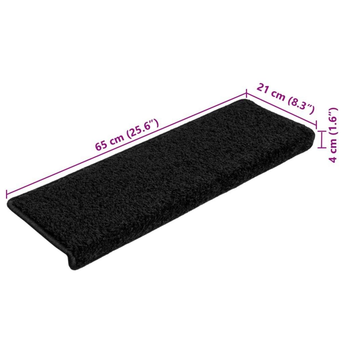 VIDAXL Tapis d'escalier 10 pcs 65x21x4 cm Noir