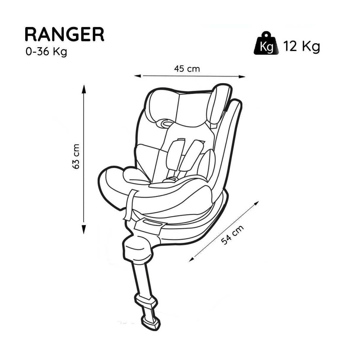 NANIA Siège auto isofix et pivotant 360° groupe 0/1/2/3 RANGER 