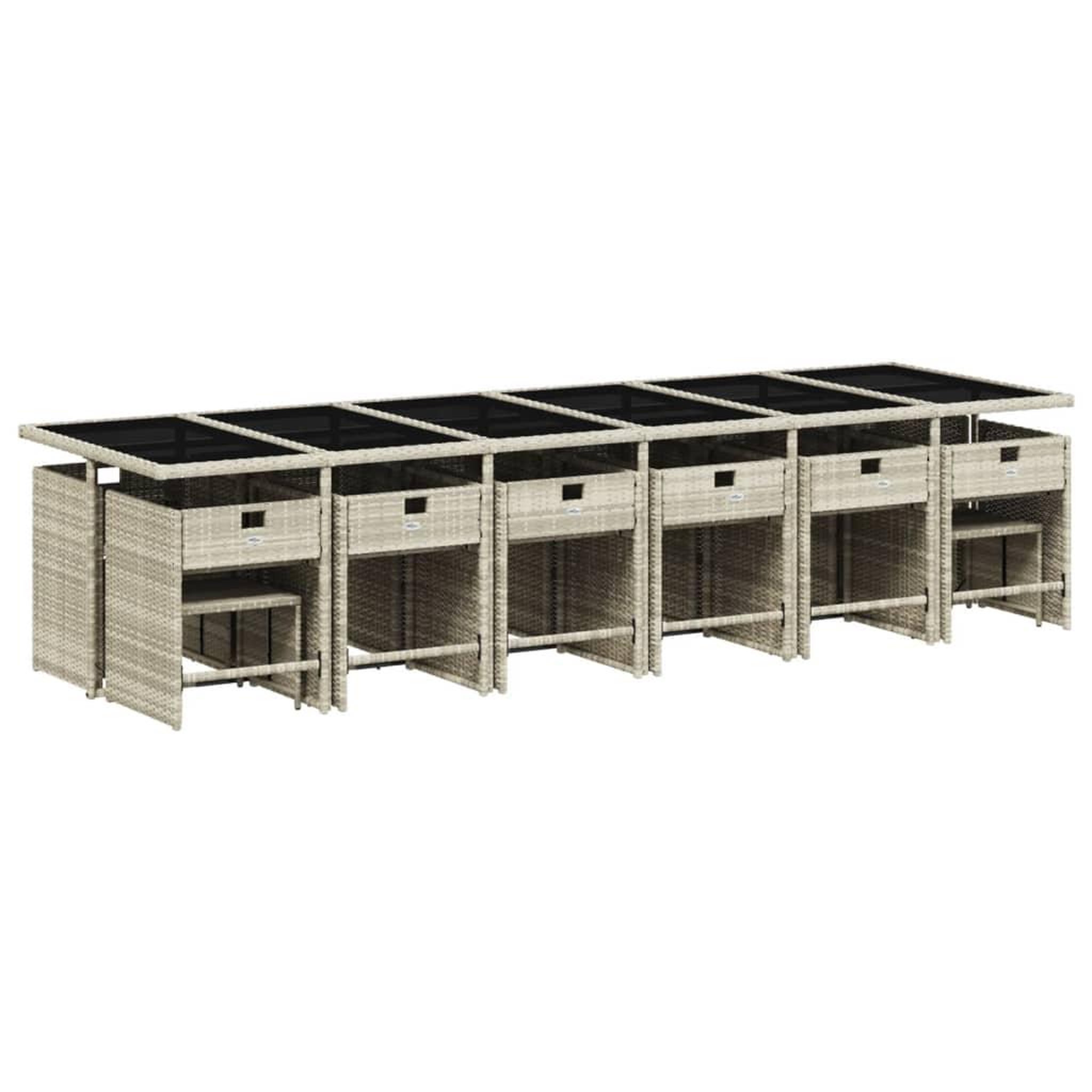 Voir la diapositive 2 : VIDAXL Ensemble a manger de jardin et coussins 17 pcs gris clair rotin