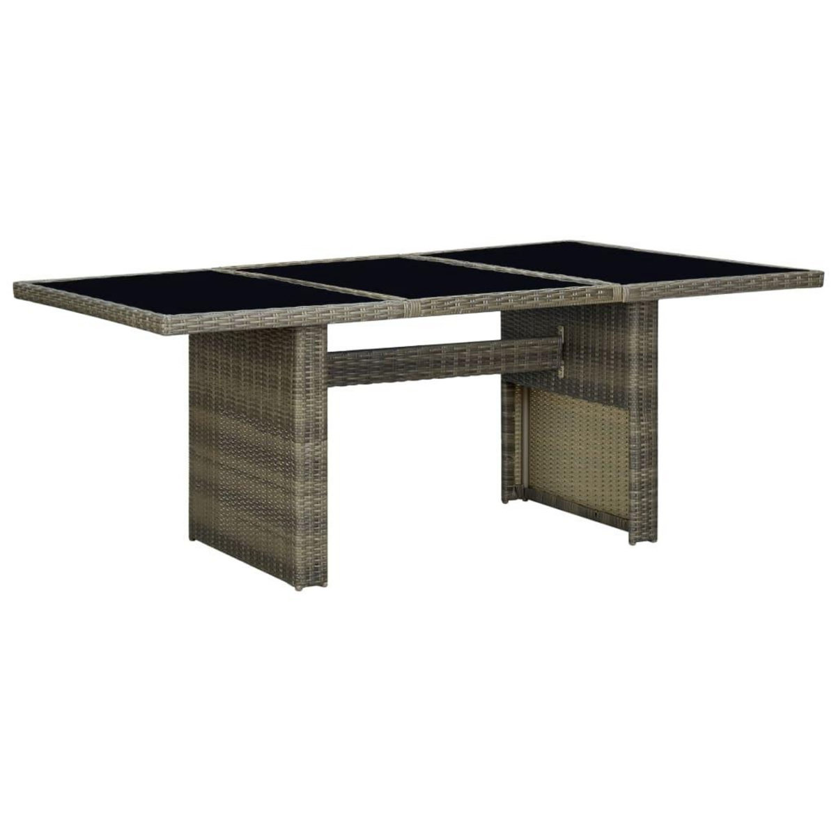 VIDAXL Table de jardin Marron Resine tressee et verre trempe
