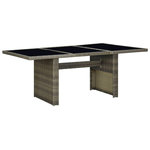 VIDAXL Table de jardin Marron Resine tressee et verre trempe