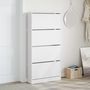 Voir la diapositive 3 : VIDAXL Armoire a chaussures 4 tiroirs rabattables blanc 80x21x163,5 cm