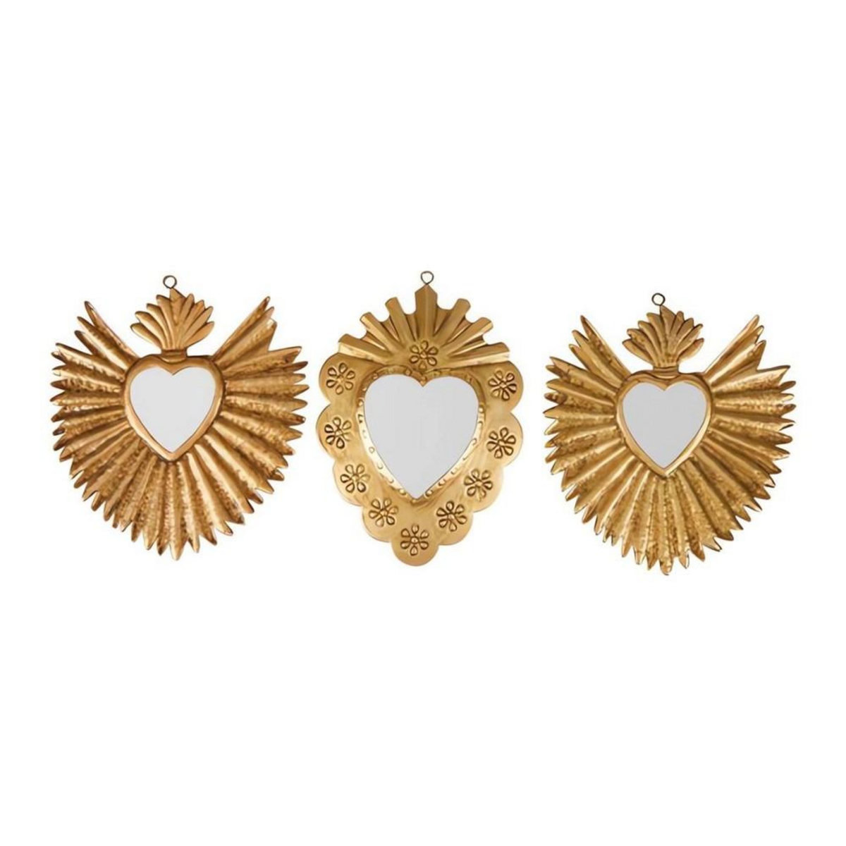 OSTARIA Lot de 3 miroirs métal doré Exvoto