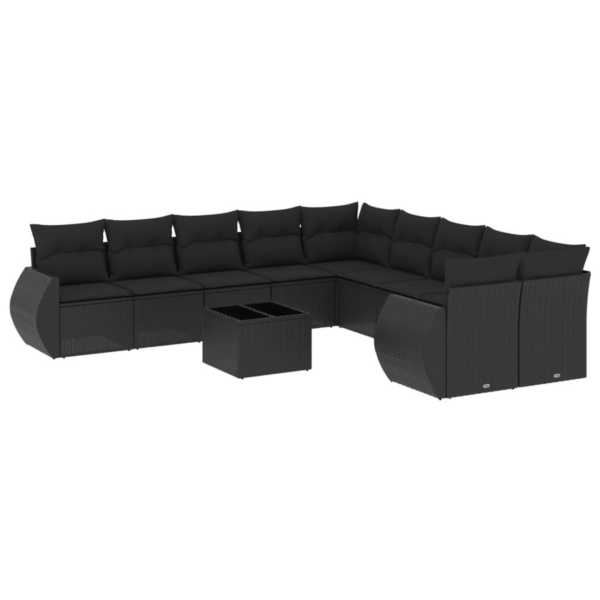 Voir la diapositive 2 : VIDAXL Salon de jardin 11 pcs avec coussins noir resine tressee