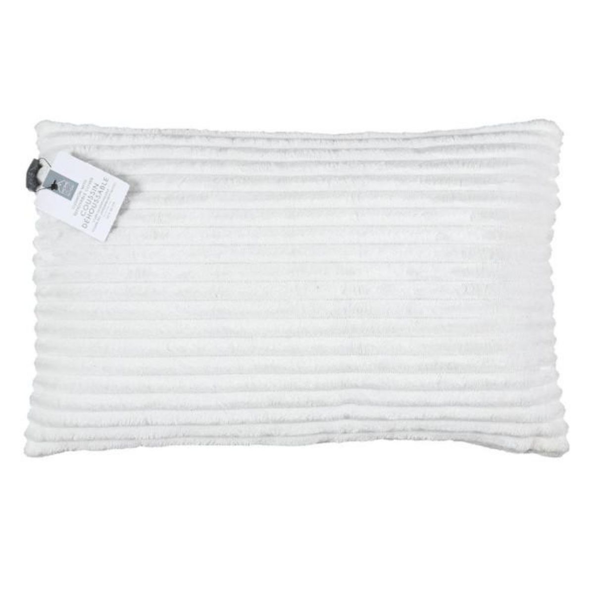 Paris Prix Coussin Déco Flanelle  Grosse Côtes  30x50cm Blanc