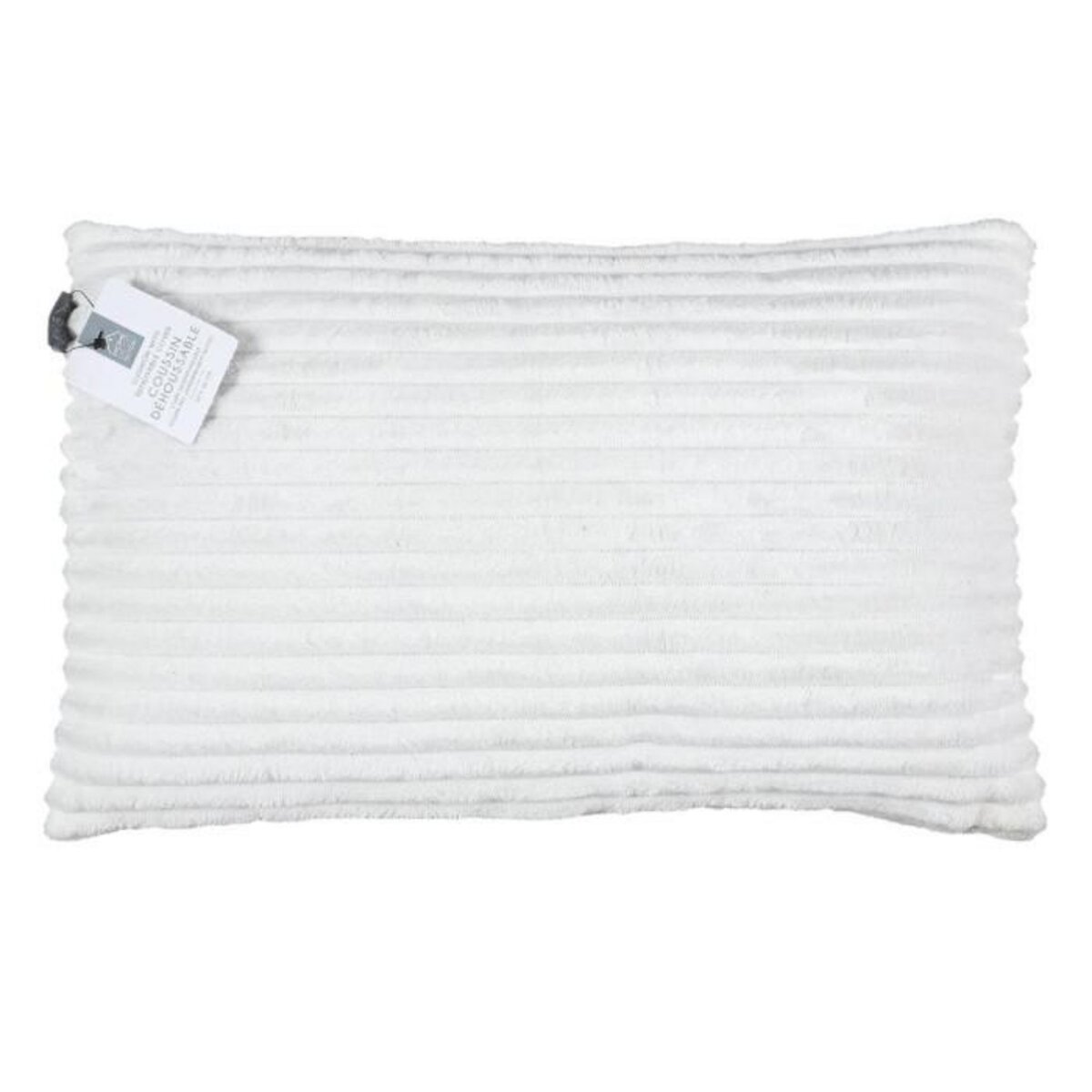 Paris Prix Coussin Déco Flanelle  Grosse Côtes  30x50cm Blanc