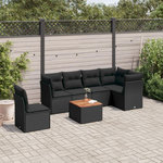 VIDAXL Salon de jardin 7 pcs avec coussins noir resine tressee
