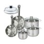 Voir la diapositive 1 : Fackelmann Set 2 poêles 20 24 cm en inox et 2 couvercles verre, 3 faitouts inox 16, 20 et 24 cm Fackelmann Eterna