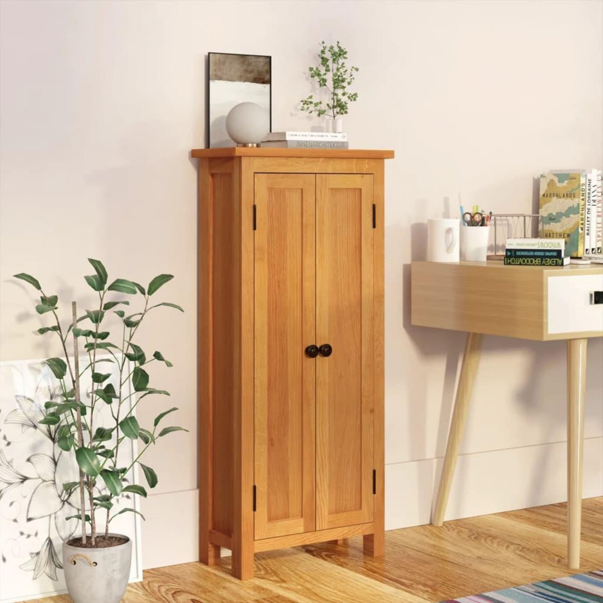 VIDAXL Armoire de rangement 50x22x110 cm Bois de chene massif