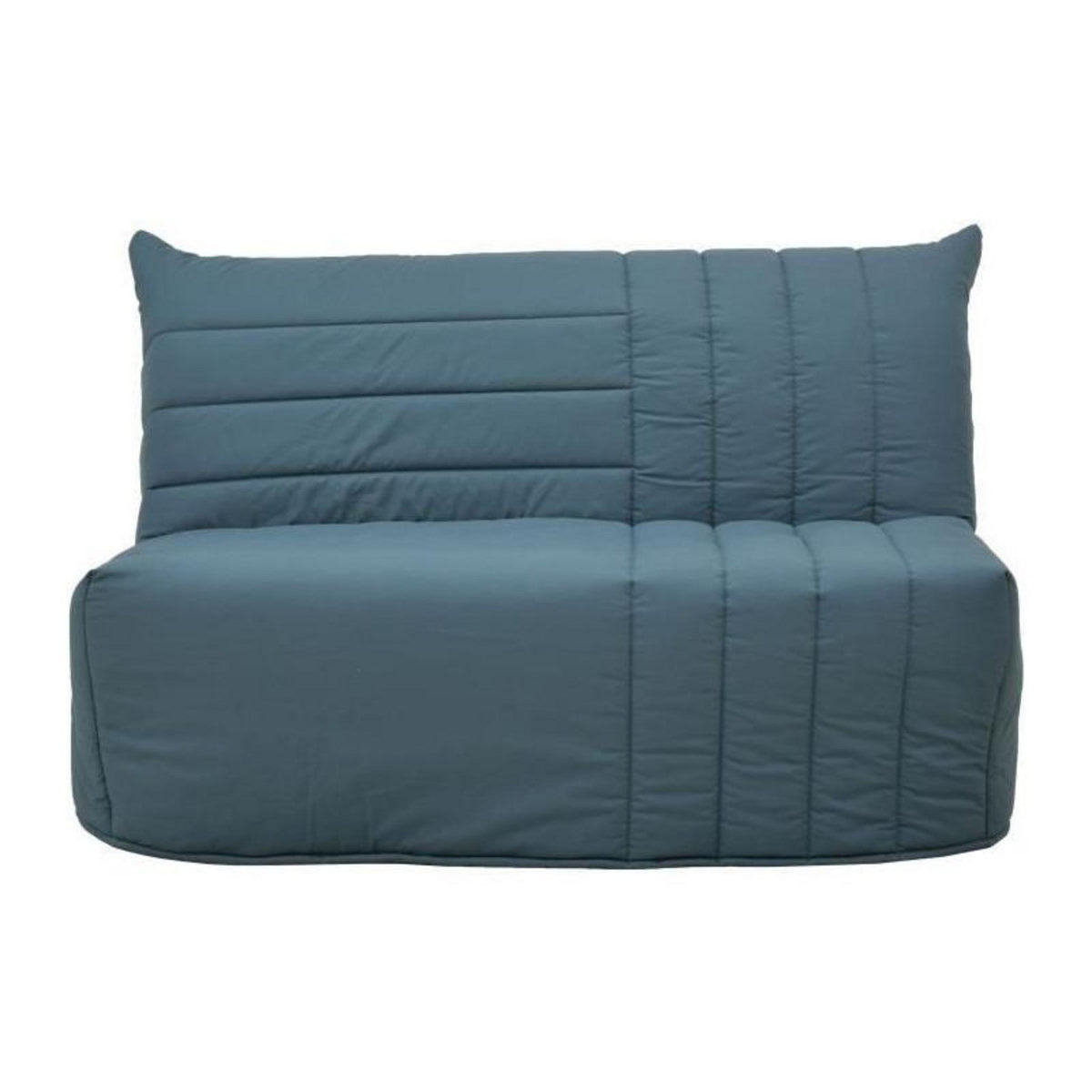 GRUHIER Banquette BZ 2 places BECCI - Tissu bleu de prusse - Matelas Bultex - L142 x P101 x H95cm - Fabrication française - GRUHIER