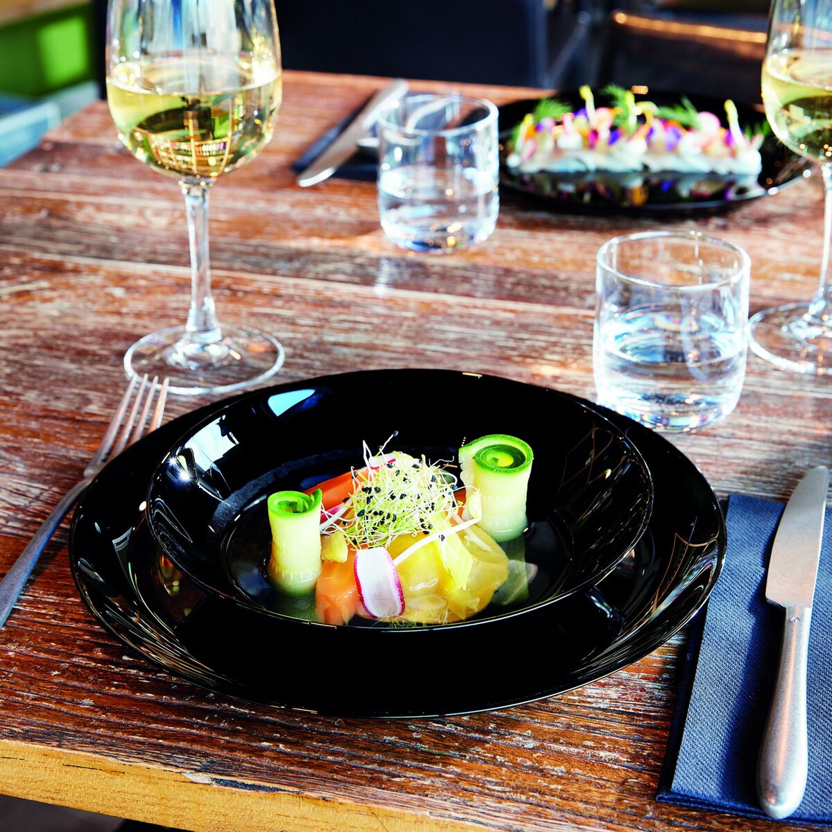 LUMINARC Service d'assiettes opale 19 pièces DIWALI  Noir