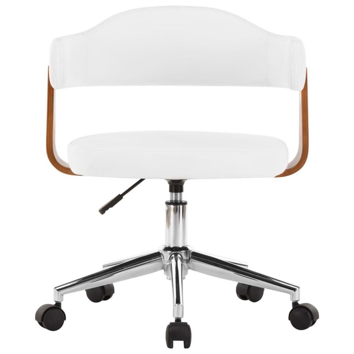 VIDAXL Chaise pivotante de bureau Blanc Bois courbe et similicuir