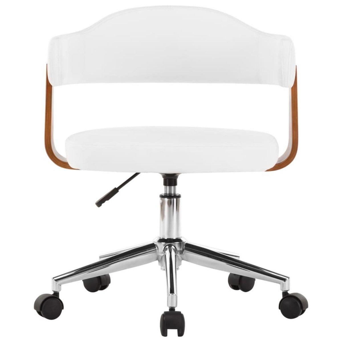 VIDAXL Chaise pivotante de bureau Blanc Bois courbe et similicuir