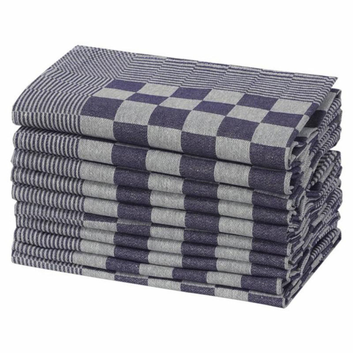 VIDAXL Serviettes de cuisine 10 pcs bleu et blanc 50x70 cm coton