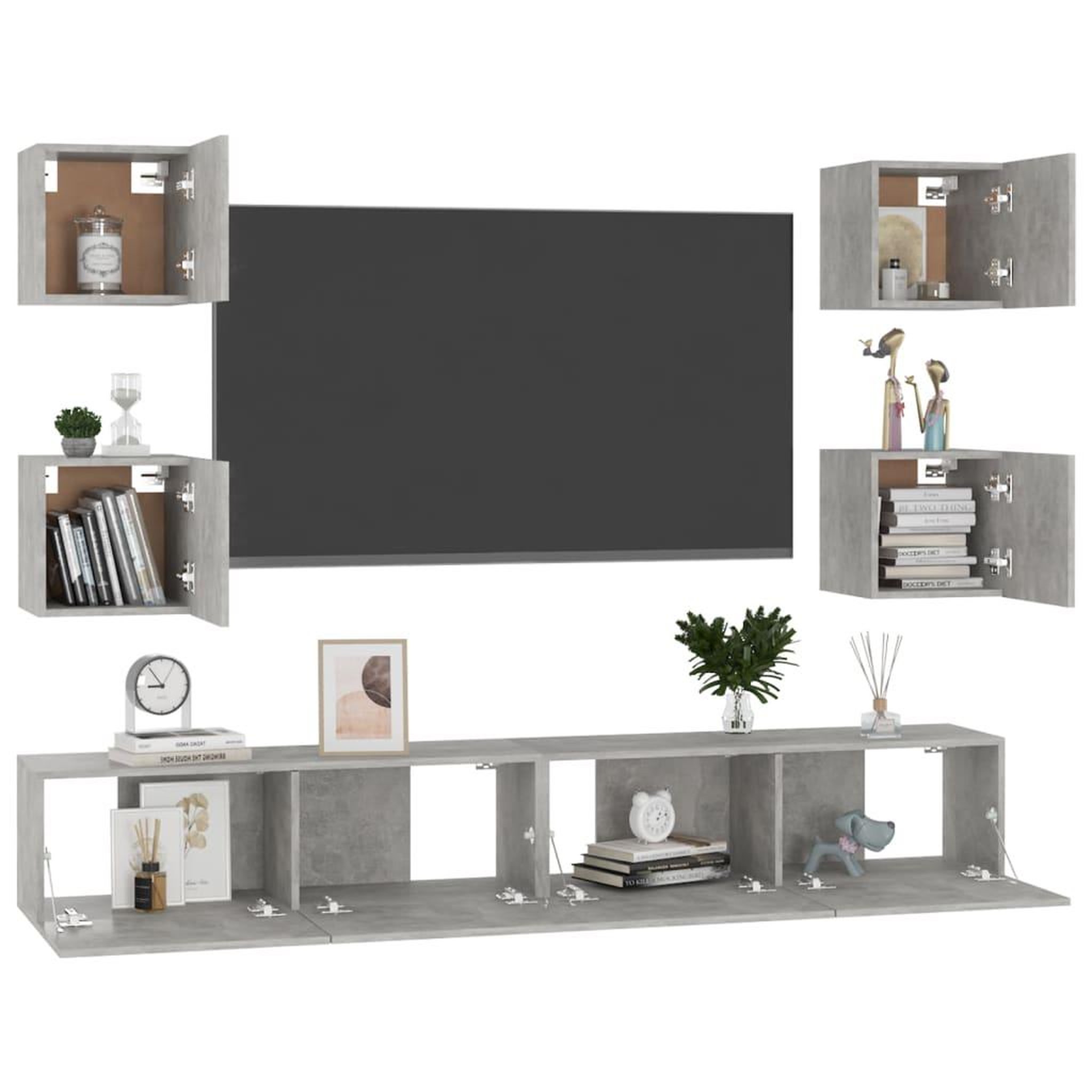 Voir la diapositive 3 : VIDAXL Ensemble de meubles TV 6 pcs Gris beton Bois d'ingenierie