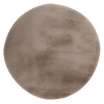 Paris Prix Tapis Uni Rond Doux à Poils Longs  Rabbit  Taupe. Coloris disponibles : Marron