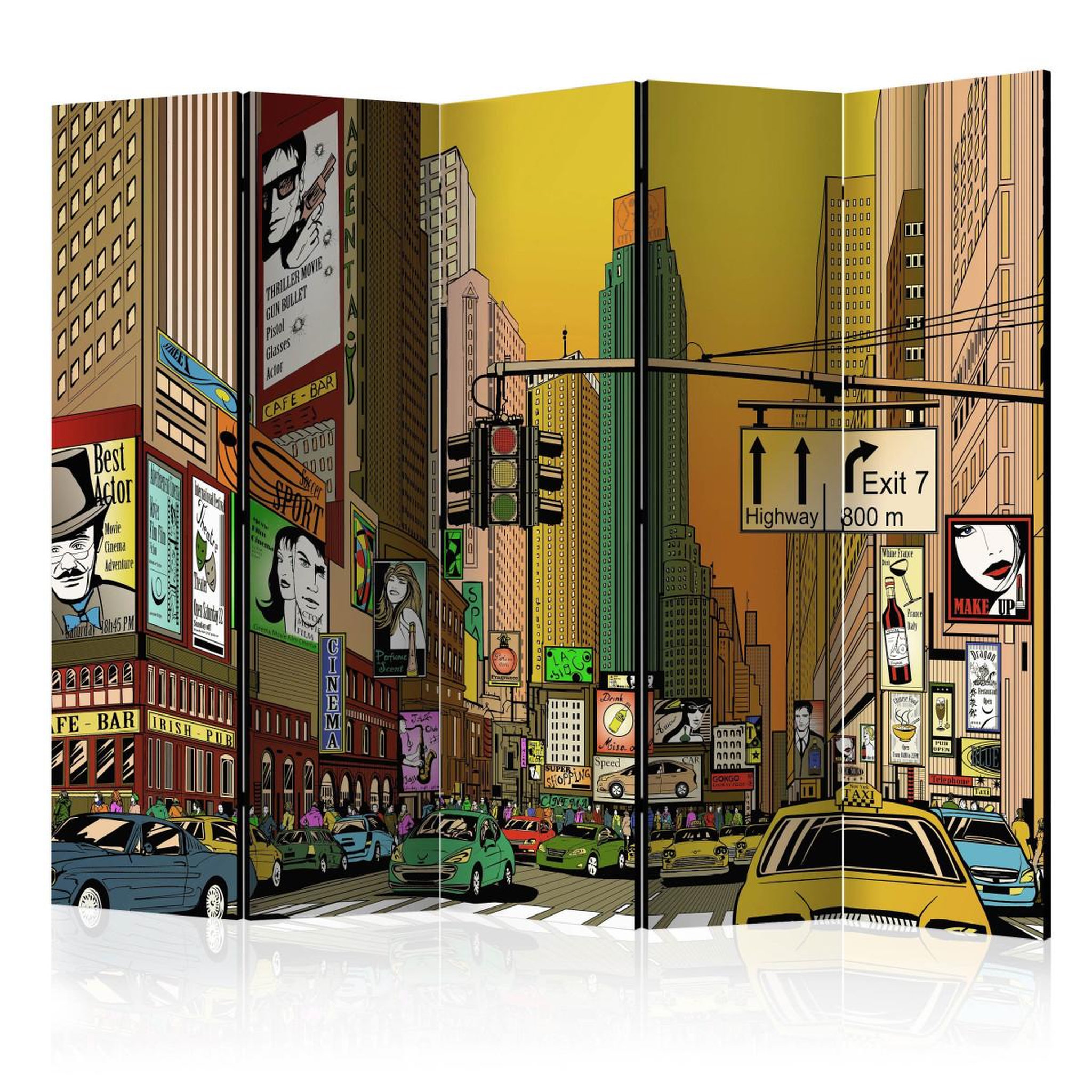 Paris Prix Paravent 5 volets  vibrant city ny  172x225cm