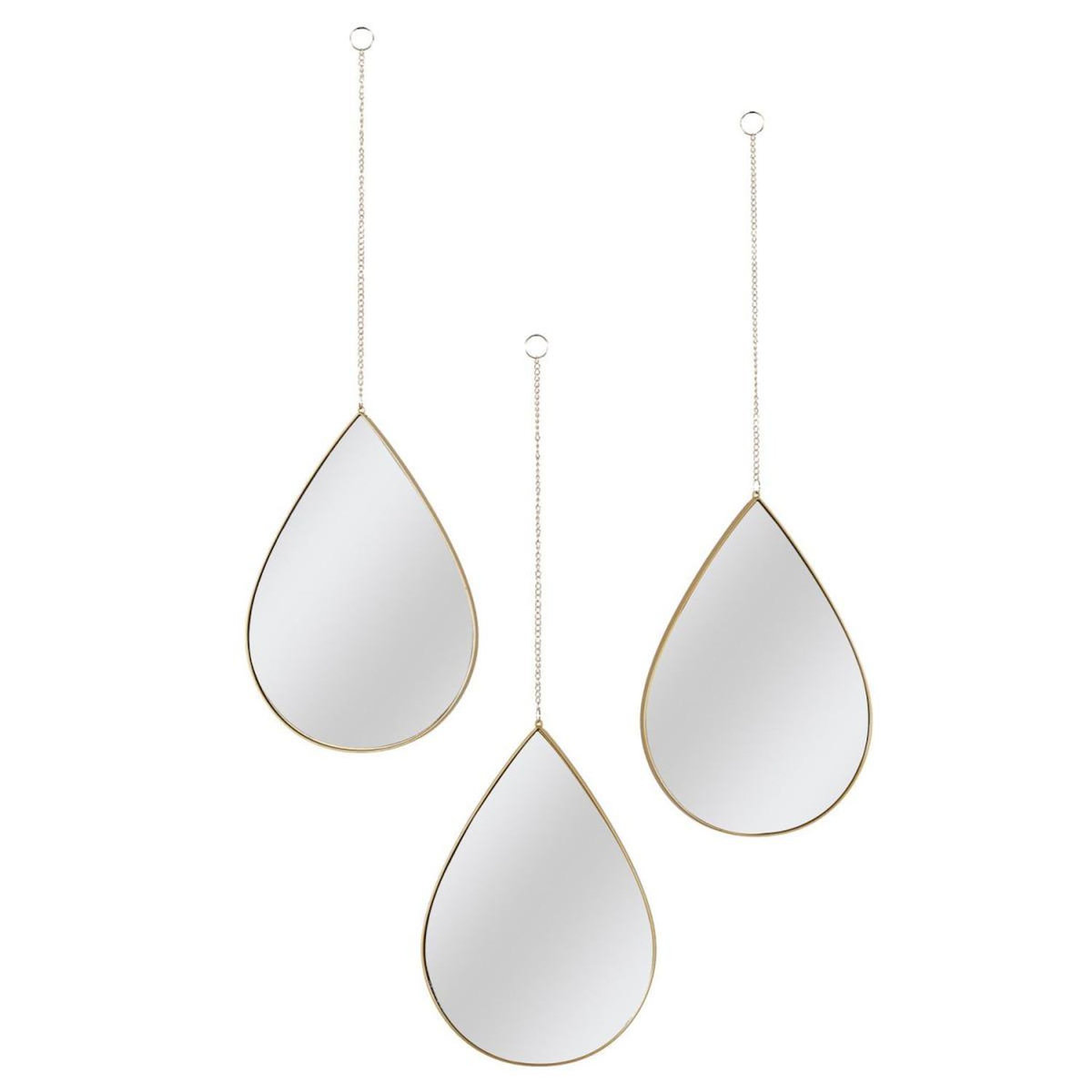 Paris Prix Lot de 3 Miroirs Déco  Goutte  27cm Or