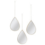 Paris Prix Lot de 3 Miroirs Déco  Goutte  27cm Or