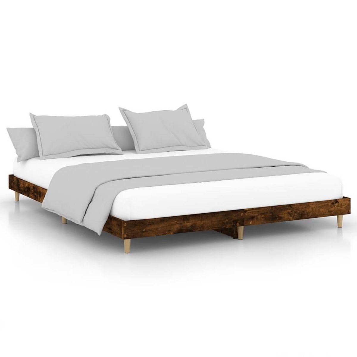 VIDAXL Cadre de lit sans matelas chene fume 120x200 cm bois ingenierie