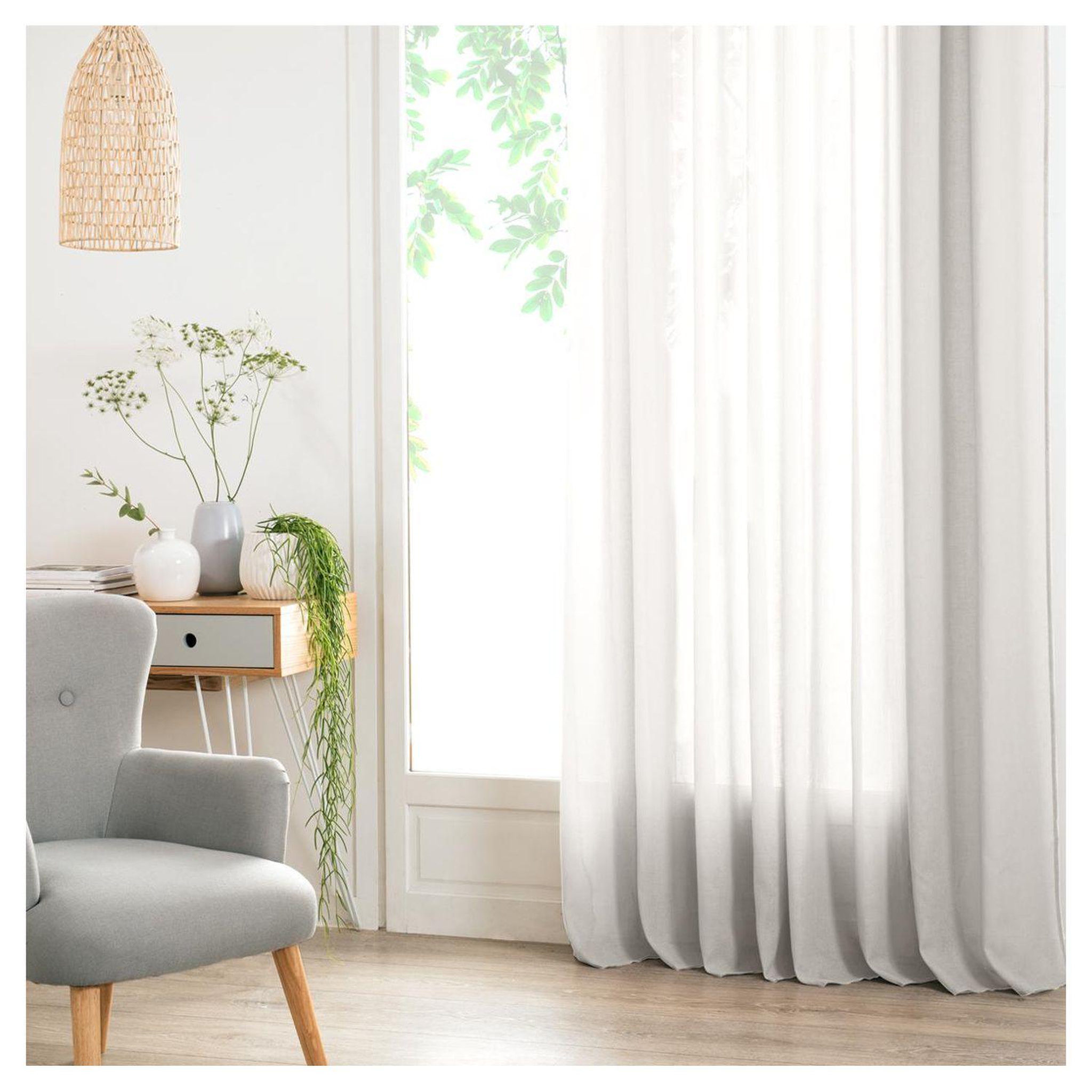 Voir la diapositive 1 : ATMOSPHERA Rideau Voilage uni oeillets métal en polyester 140x240cm ANA