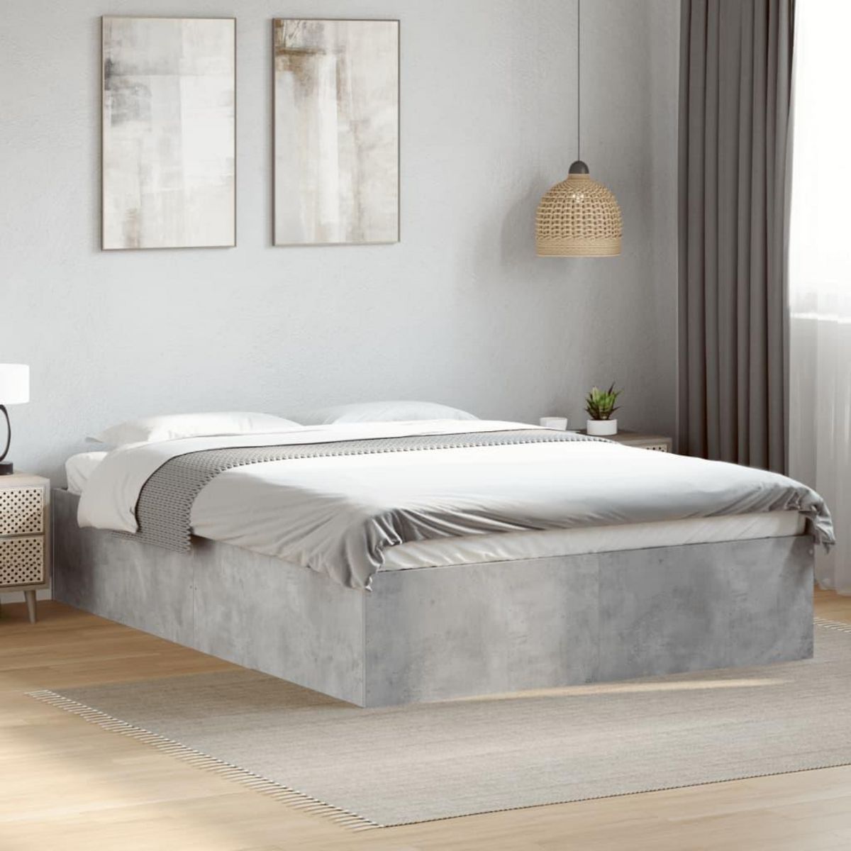 VIDAXL Cadre de lit sans matelas gris beton 135x190 cm