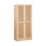 SWEEEK Armoire dressing cannage et effet bois. 2 portes avec penderie et rangements