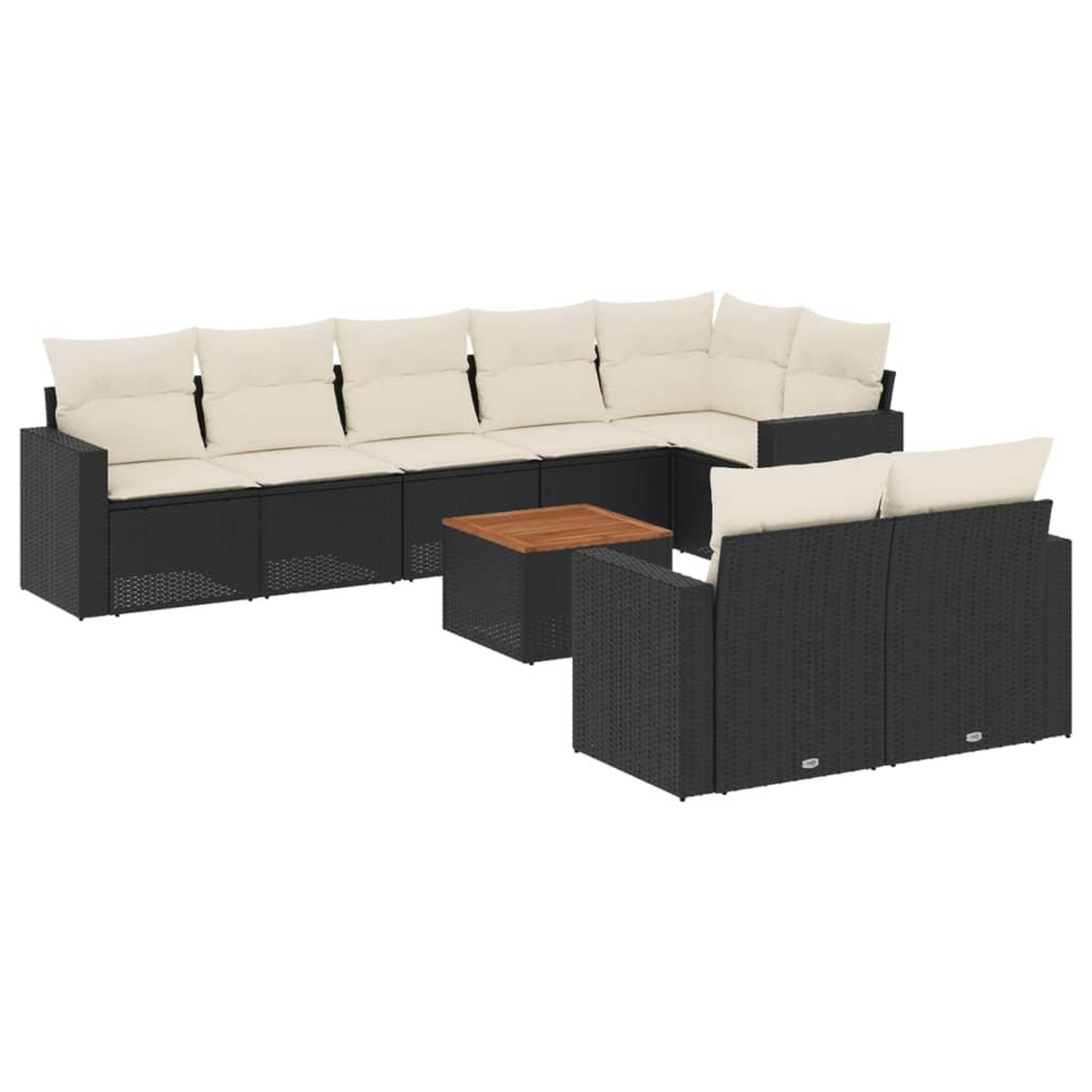 Voir la diapositive 2 : VIDAXL Salon de jardin 9 pcs avec coussins noir resine tressee