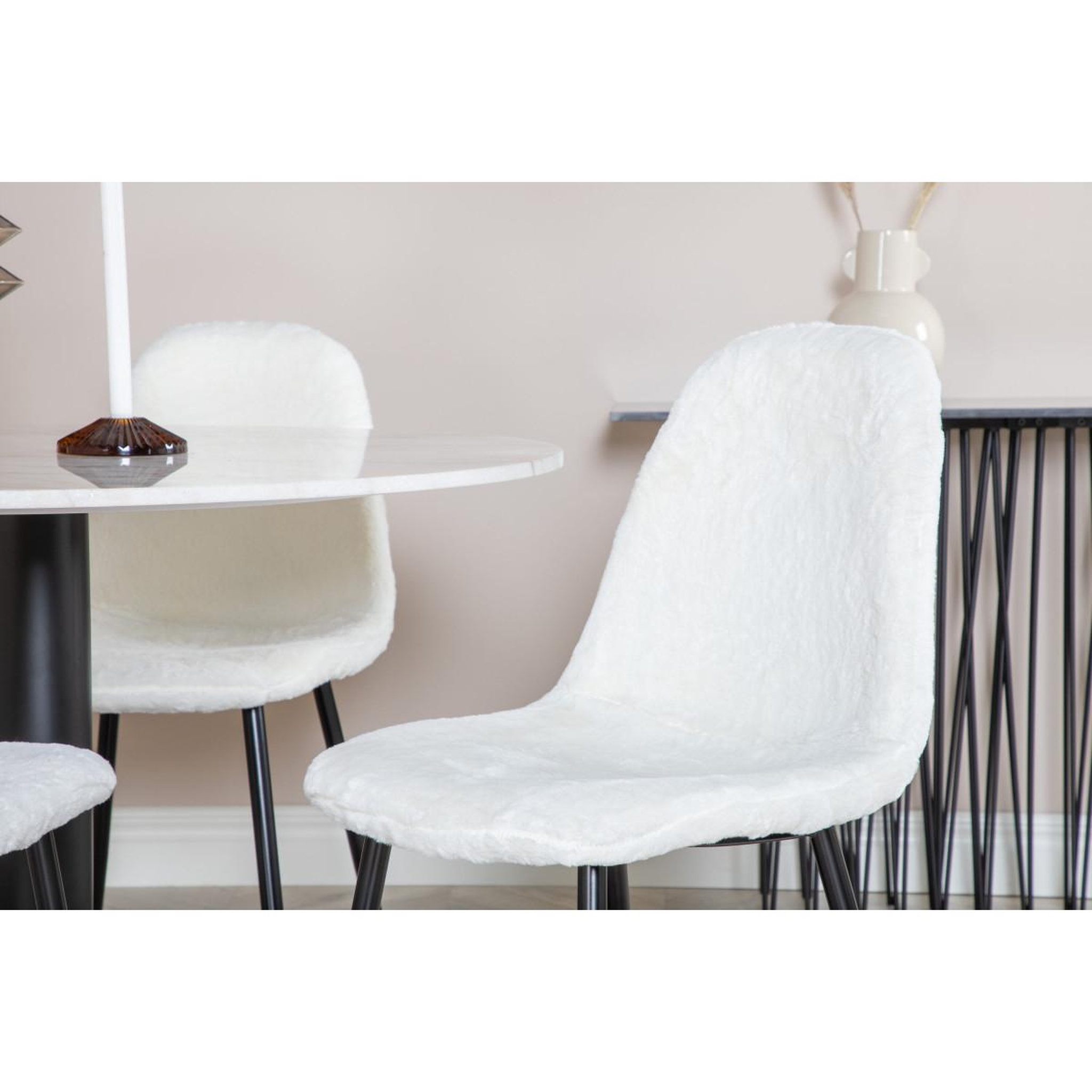 Voir la diapositive 5 : Paris Prix Ensemble Table à Manger & 4 Chaises  Estelle I & Polar I  106cm Blanc