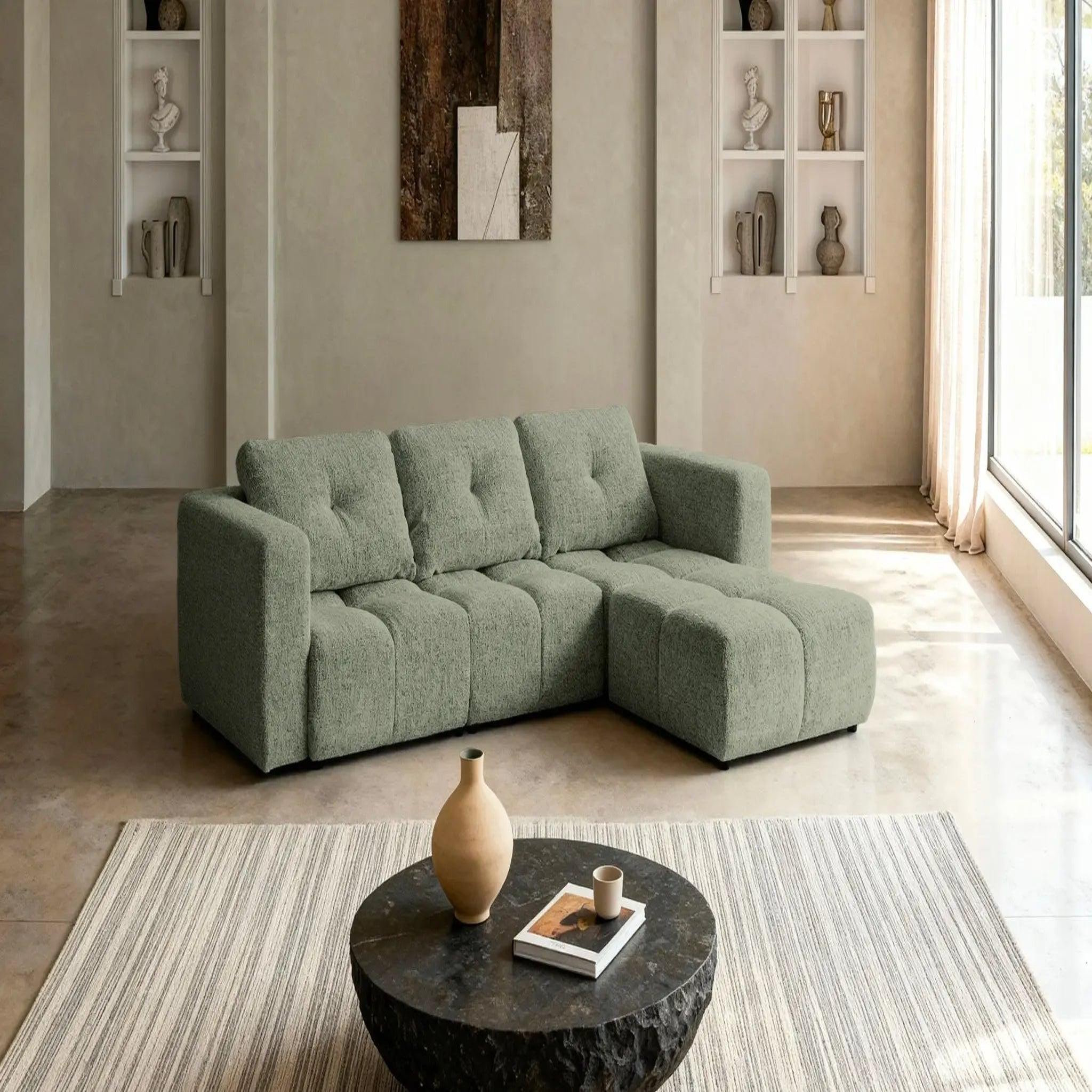 Voir la diapositive 6 : CASANOVA PARIS Romy 4 places - canapé d'angle convertible tissu chenille 4 places
